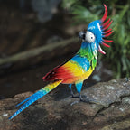 Large Outdoor Metal Garden Parrot Statue - Waterproof & Sunproof All-Weather Resistant Bird Decor with Vibrant Blue, Green, Yellow, Red, Orange, Black, White, Grey, Brown, Pink, Purple Feathers - Easy Mounting Hardware Includ House Of Avana