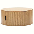Mid-Century Modern 80.01cm Round Oak Wood Coffee Table with Storage, Natural Grain Design, Portable Center Table for Living Room, Engineered Wood Construction, Easy Assembly, Coffee Table for Living Room House Of Avana