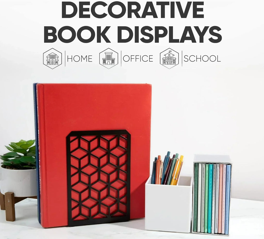 3d Cube Bookends 2-pack – Geometric Metal Book Ends By Geomod, detail shot - House Of Avana