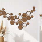 3D Hexagon Wooden Wall Panels - Modern Brown Wood Geometric Wall Decor, Reusable DIY Interlocking Panels with UV Printing for Living Room, Bedroom, Housewarming - Easy Peel & Stick Home Decoration, Warm Brown Tones, Durable W House Of Avana