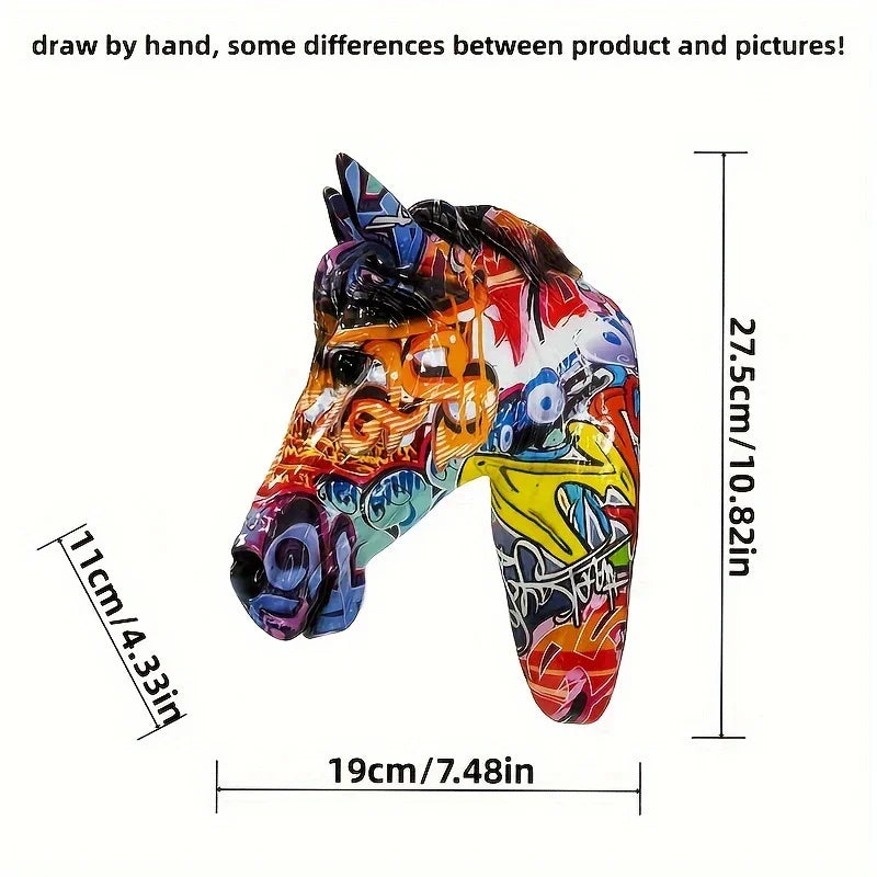 3d Horse Head Wall Art - Modern Black Sculpture, detail shot - House Of Avana