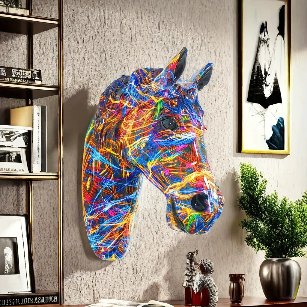 3d Horse Head Wall Art - Modern Black Sculpture, lifestyle image - House Of Avana