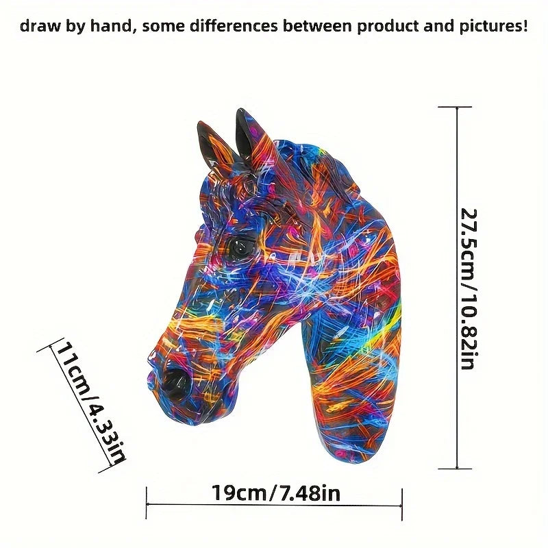 3d Horse Head Wall Art - Modern Black Sculpture, top view - House Of Avana