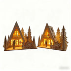 3D Laser-Cut Wooden Christmas House Decoration - Traditional Style Tabletop Ornament with Santa Claus, Reindeer Sleigh & Pine Trees Scene, Perfect for Holiday Home, Mantel, and Party Decor, Christmas Decorations, Christma Vil House Of Avana