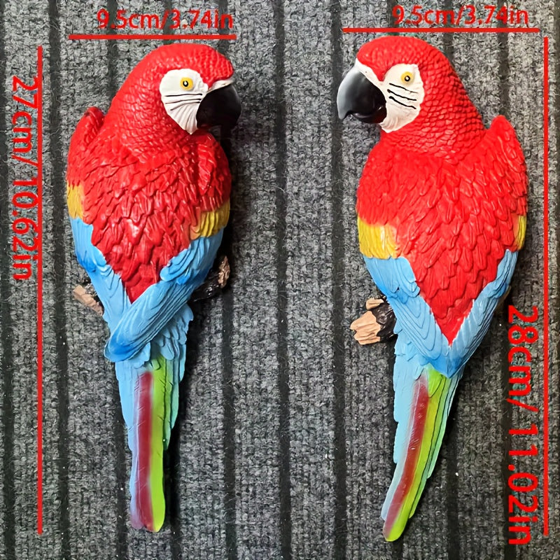 2pcs or 1pc Lifelike Red & Blue Parrot Statue - Realistic Hanging Garden Decor with Expressive Eyes & Feathers, Weather-Resistant Resin Construction for Outdoor/Indoor - Easy Hanging Hooks, No Electricity Needed - Perfect for House Of Avana