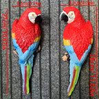 2pcs or 1pc Lifelike Red & Blue Parrot Statue - Realistic Hanging Garden Decor with Expressive Eyes & Feathers, Weather-Resistant Resin Construction for Outdoor/Indoor - Easy Hanging Hooks, No Electricity Needed - Perfect for House Of Avana