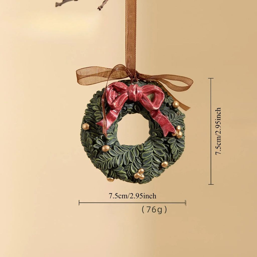 3pcs 3D Resin Christmas Tree Ornaments - Vintage Bell & Wreath Hanging Decorations, No Electricity Needed, Durable Plastic Holiday Gifts for Indoor/Outdoor Trees, Classic Style for Holiday Atmosphere, Christmas Tree Decoratio House Of Avana