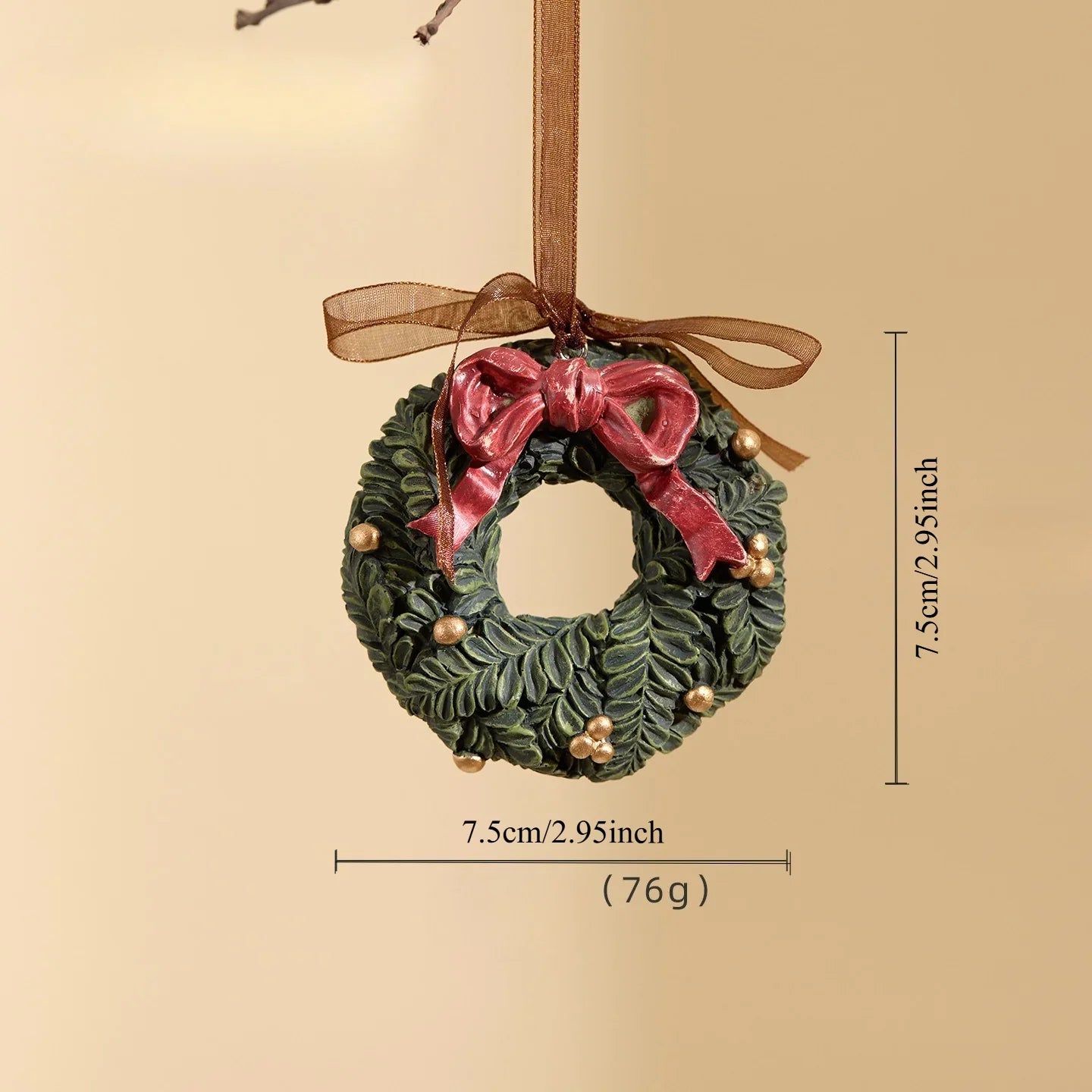 3pcs 3D Resin Christmas Tree Ornaments - Vintage Bell & Wreath Hanging Decorations, No Electricity Needed, Durable Plastic Holiday Gifts for Indoor/Outdoor Trees, Classic Style for Holiday Atmosphere, Christmas Tree Decoratio House Of Avana