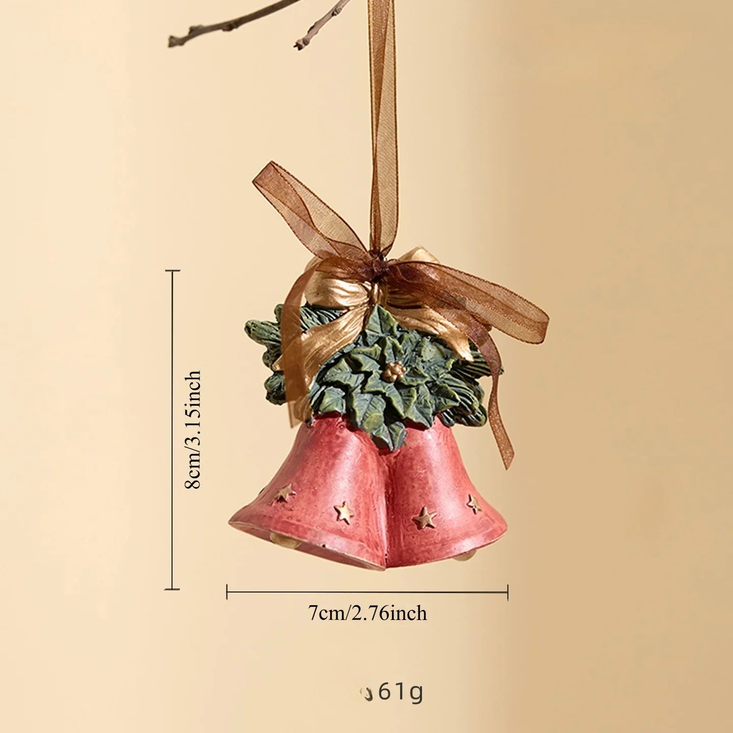 3pcs 3D Resin Christmas Tree Ornaments - Vintage Bell & Wreath Hanging Decorations, No Electricity Needed, Durable Plastic Holiday Gifts for Indoor/Outdoor Trees, Classic Style for Holiday Atmosphere, Christmas Tree Decoratio House Of Avana