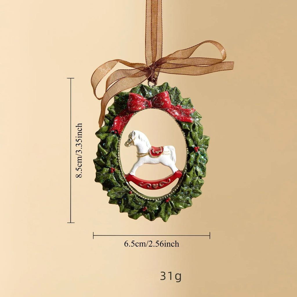 3pcs 3D Resin Christmas Tree Ornaments - Vintage Bell & Wreath Hanging Decorations, No Electricity Needed, Durable Plastic Holiday Gifts for Indoor/Outdoor Trees, Classic Style for Holiday Atmosphere, Christmas Tree Decoratio House Of Avana