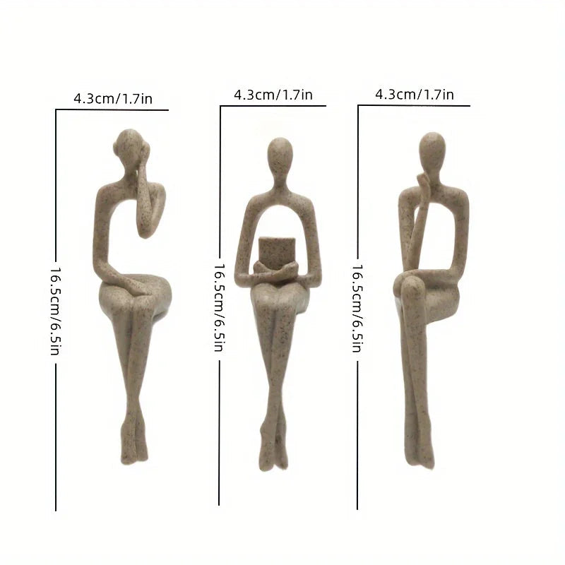 S Abstract Character Figurines - Black Resin Modern Decor with Sitting, Holding Phone & Reading... - House Of Avana [[SKU:HOA-BOK-026]]