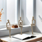 S Abstract Character Figurines - Black Resin Modern Decor with Sitting, Holding Phone & Reading... - House Of Avana