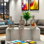 S Abstract Character Figurines - Black Resin Modern Decor with Sitting, Holding Phone & Reading... - House Of Avana