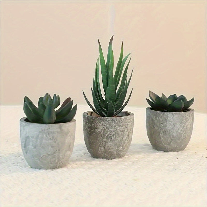 3pcs Artificial Succulent Plant Set in Concrete Pots - Ideal for Valentine'S Day, Birthdays, Graduation Gifts, Room & Bathroom Decor, Wedding Accessories, No Maintenance Indoor Greenery, Succulent Plant Decorations, Bathroom House Of Avana