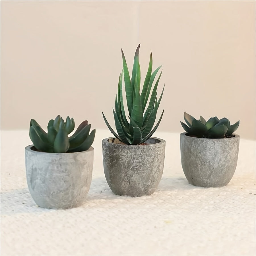 3pcs Artificial Succulent Plant Set in Concrete Pots - Ideal for Valentine'S Day, Birthdays, Graduation Gifts, Room & Bathroom Decor, Wedding Accessories, No Maintenance Indoor Greenery, Succulent Plant Decorations, Bathroom House Of Avana