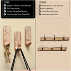 S Boho Wooden Wall Hooks Set, Rust Resistant, Easy Install Adhesive, Perfect for Bathroom & Home Decor,... - House Of Avana