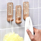 S Boho Wooden Wall Hooks Set, Rust Resistant, Easy Install Adhesive, Perfect for Bathroom & Home Decor,... - House Of Avana