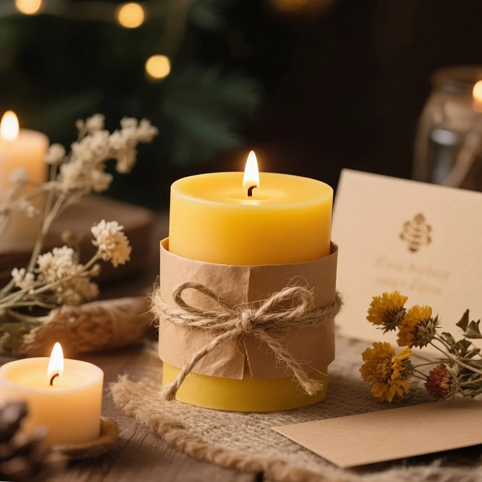 3pcs Long-Burning Pure Beeswax Candles - House of Avana