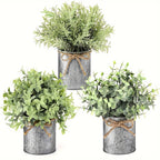 3pcs potted artificial eucalyptus tree, galvanized flower pot desktop center decoration suitable for shelves, offices, rural home decoration House Of Avana