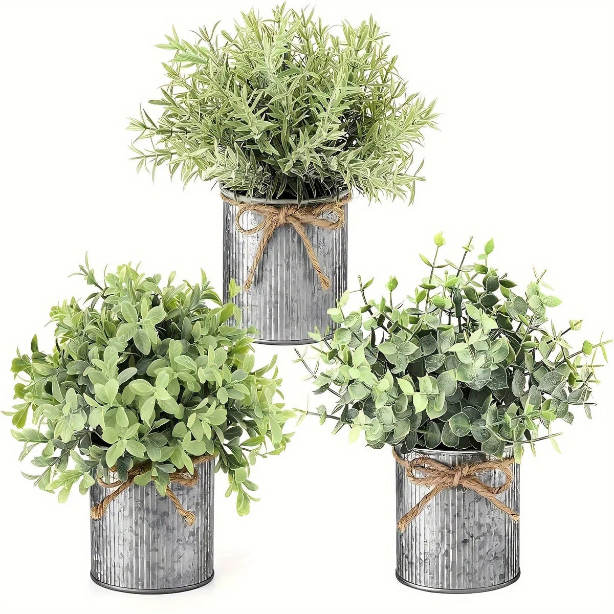 S Potted Artificial Eucalyptus Tree, Galvanized Flower Pot Desktop Center Decoration Suitable for... - House Of Avana [[SKU:HOA-XMS-400]]