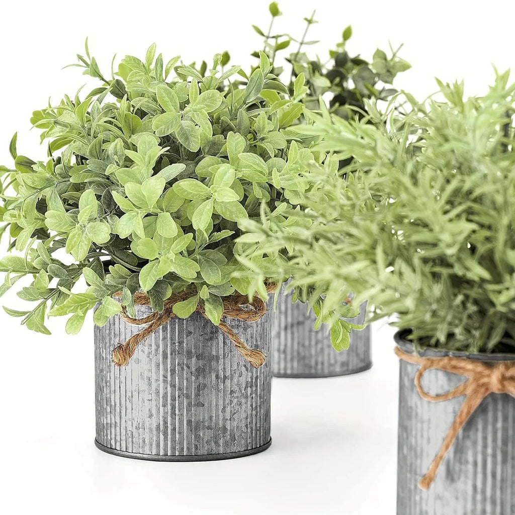 S Potted Artificial Eucalyptus Tree, Galvanized Flower Pot Desktop Center Decoration Suitable for... - House Of Avana [[SKU:HOA-XMS-400]]