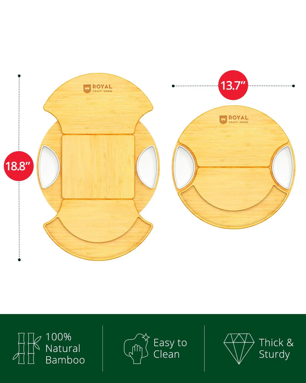 Cheese Board Set, Round Royal Craft Wood