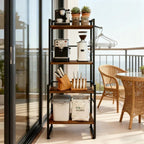 4-Tier Industrial Metal Frame Bookshelf with Dark Wood Shelves