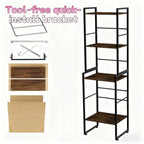 Folding ladder shelf with tool-free quick-install bracket components on a white background