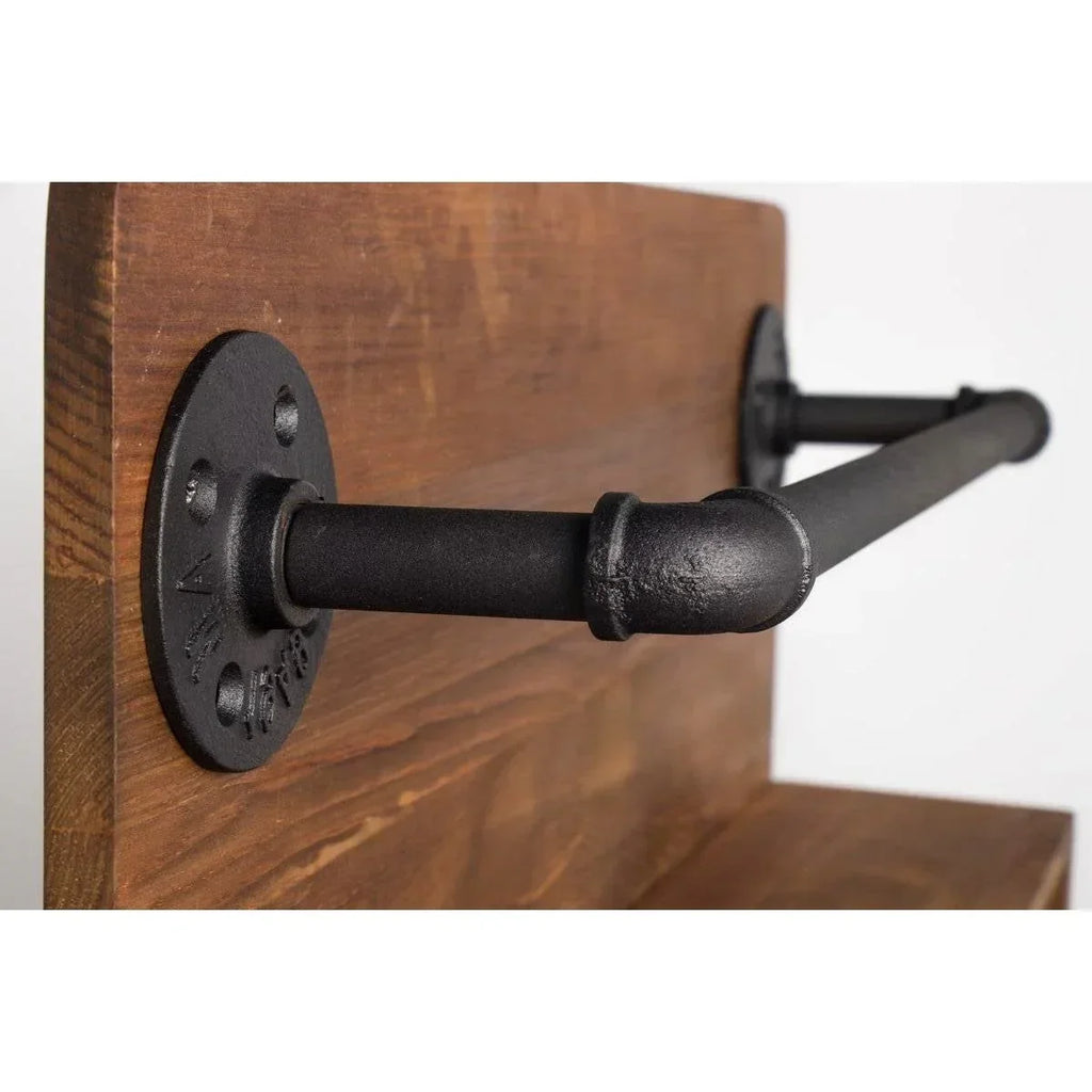 4 Bottle Rustic Farmhouse Wall Mounted Wine Rack with Glass Holder