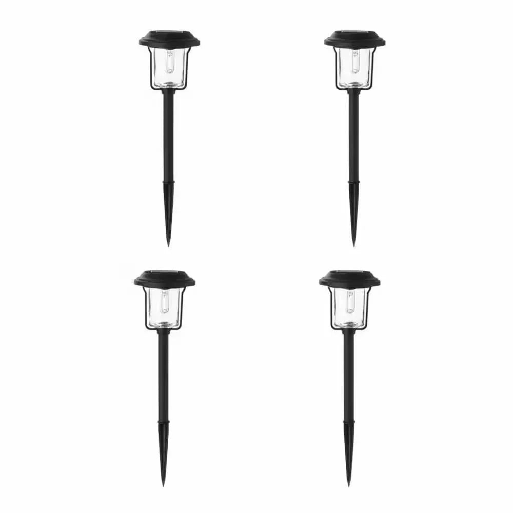 4 Pack - Solar LED Light Set - Outdoor Path Lighting in Black