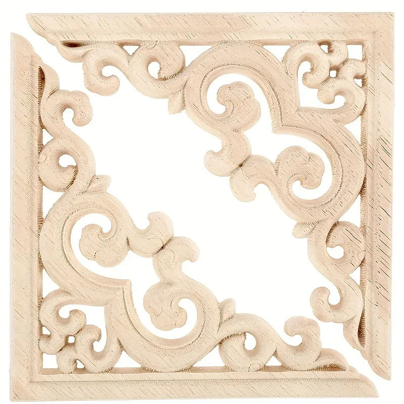 4-pack Wooden Corner Carvings, Transverse Orientation Wood Cabinet Corner Stickers, No Electricity or... - House Of Avana [[SKU:HOA-MSC-400]]