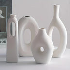 4 pcs White Ceramic Vases for Wedding & Home Decor - House Of Avana