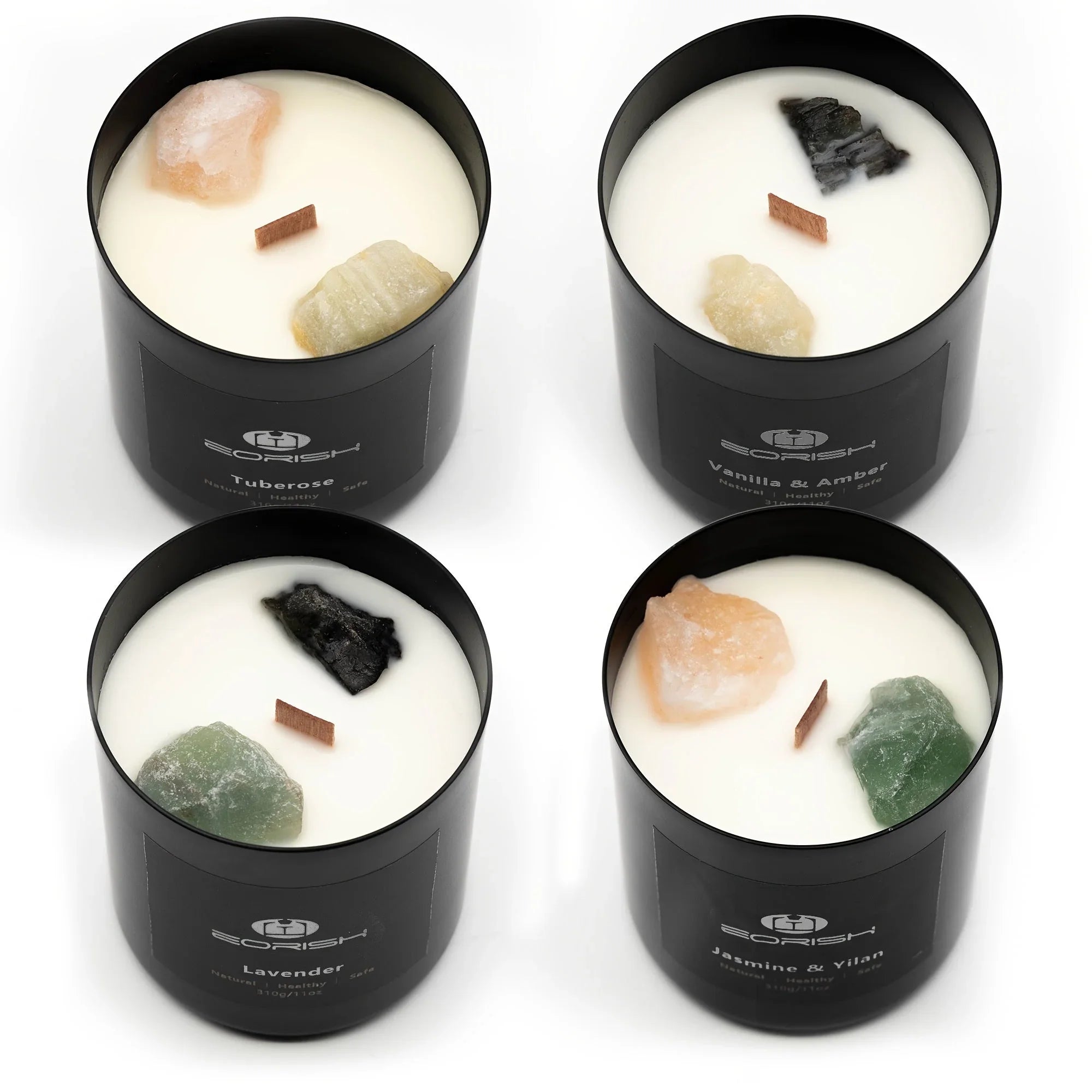 8pcs Gift Set, 44Oz, 4 Scented Candles+4 Silicone Pads, Long Lasting Crystal Candles Gift Set for Women, Lavender + Vanilla + Jasmine + Tuberose Scents, Gift to Wife, Sisters, Mom, Nurse, Employee, Mother'S Day Gift, Birthday House Of Avana