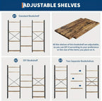 4-tier Industrial Bookshelf with Display Shelves - Freestanding Metal Frame, Modern Wide Bookcase for... - House Of Avana