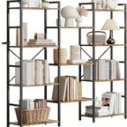 4-tier Industrial Bookshelf with Display Shelves - Freestanding Metal Frame, Modern Wide Bookcase for... - House Of Avana