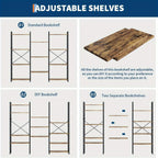 4-tier Industrial Bookshelf with Display Shelves - Freestanding Metal Frame, Modern Wide Bookcase for... - House Of Avana