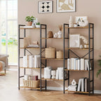4-tier Industrial Bookshelf with Display Shelves - Freestanding Metal Frame, Modern Wide Bookcase for... - House Of Avana