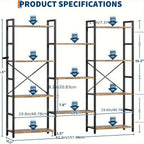 4-tier Industrial Bookshelf with Display Shelves - Freestanding Metal Frame, Modern Wide Bookcase for... - House Of Avana