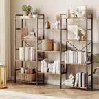 4-tier Industrial Bookshelf with Display Shelves - Freestanding Metal Frame, Modern Wide Bookcase for... - House Of Avana
