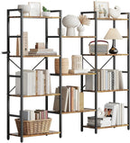 4-tier Industrial Bookshelf with Display Shelves - Freestanding Metal Frame, Modern Wide Bookcase for... - House Of Avana