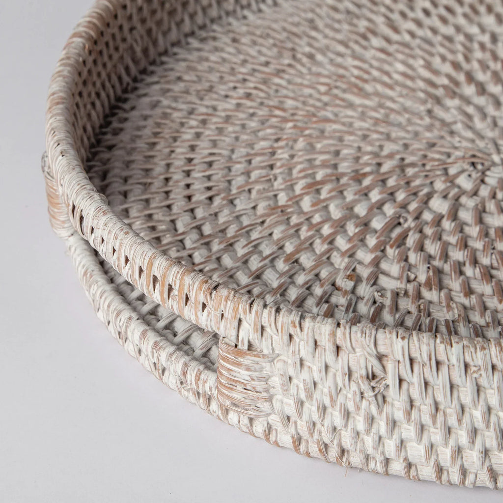 404 - Round Rattan Tray, back view - House Of Avana