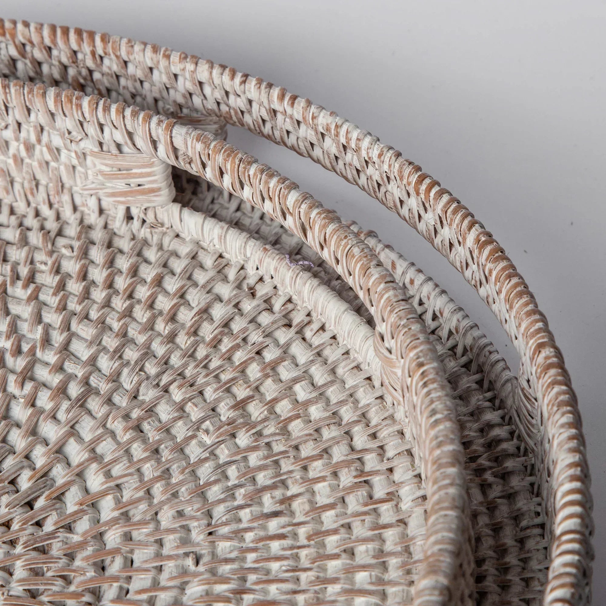 404 - Round Rattan Tray, side view - House Of Avana