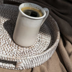 404 - Round Rattan Tray, angled view - House Of Avana