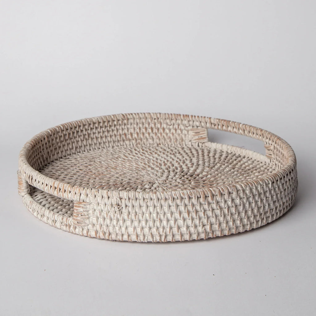 404 - Round Rattan Tray, front view - House Of Avana