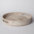 404 - Round Rattan Tray, front view - House Of Avana