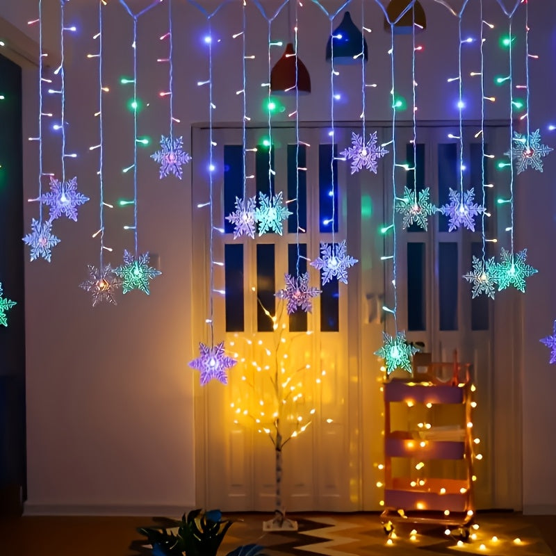 1pc 96LED Snowflake Lights, 8 Modes Twinkle Fairy Icicle String Light, USB Christmas Decorations Light, Perfect for Indoor Christmas & Easter Halloween Party Decorations, Perfect Gift for Christmas, Birthday, New Year, Usb Li House Of Avana