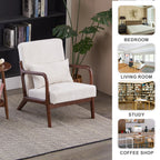 Mid-Century Modern Accent Chair, Arm Chair Living Room Chairs with Pillow Upholstered Reading Chair with Solid Wood Frame & Living Room Bedroom Balcony (beige) Streamdale Furniture