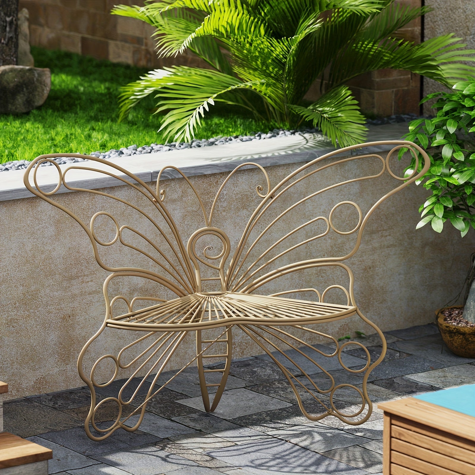 [Butterfly Garden Bench] Sturdy Iron Metal Frame 50 Inches Outdoor Bench | Pretty Butterfly Garden Bench for Porch, Lawn, Yard House Of Avana