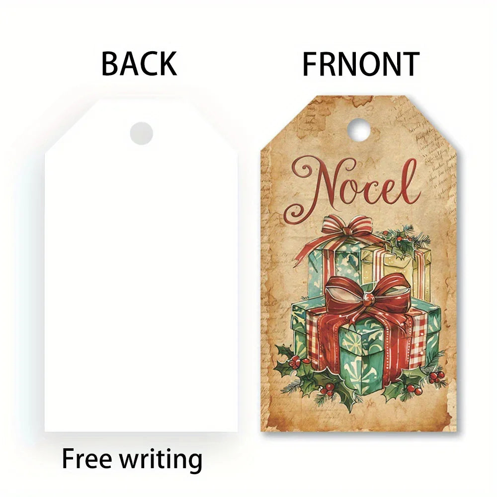 40pcs, Vintage Christmas Series Hang Tags, Exquisite Christmas Gift Tags, Santa Claus/Christmas Tree/Gingerbread Man, Hang Tags, Christmas Party Decorations, 10 Different Pattern Designs, Cute DIY Cards, Message Cards, Holida House Of Avana