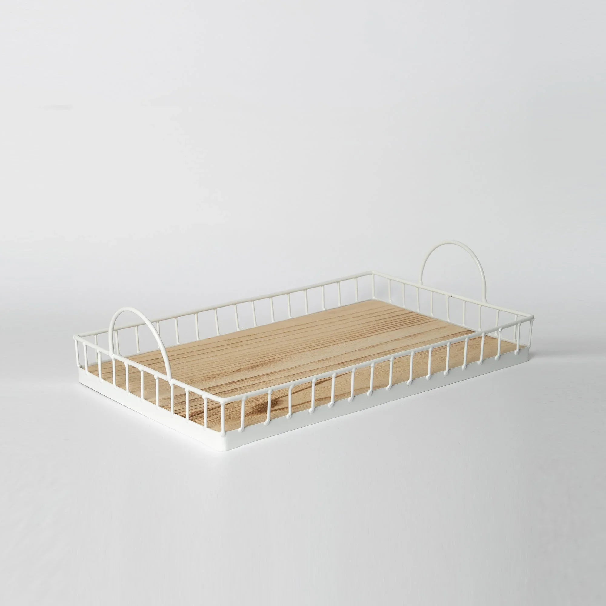 412 - Rectangular Metal & Wood Tray Porto Boutique